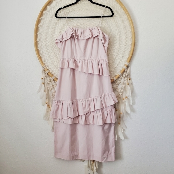 Brock Collection × H&M Ruffle Flounced Dress Linen Blend Size Medium Blogger Fav - Picture 14 of 14